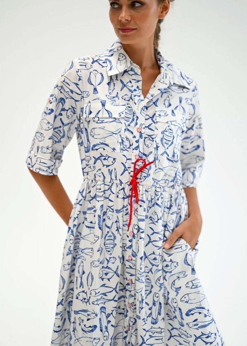 Marina Dress Mini – Fish Print – Size 8 - Picture 7 of 16